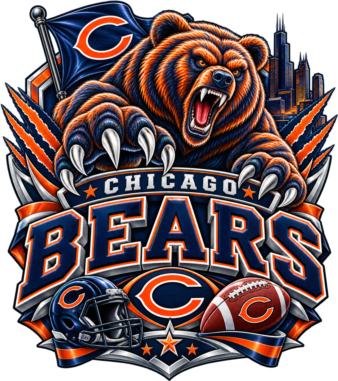 Bears MALE Sports Theme Inspired Lithophane Lampshade