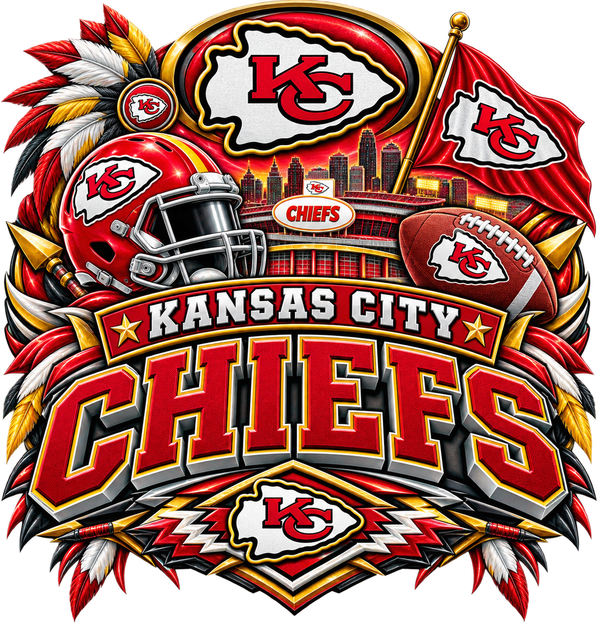 CHIEFS MALE Sports Theme Inspired Lithophane Lampshade