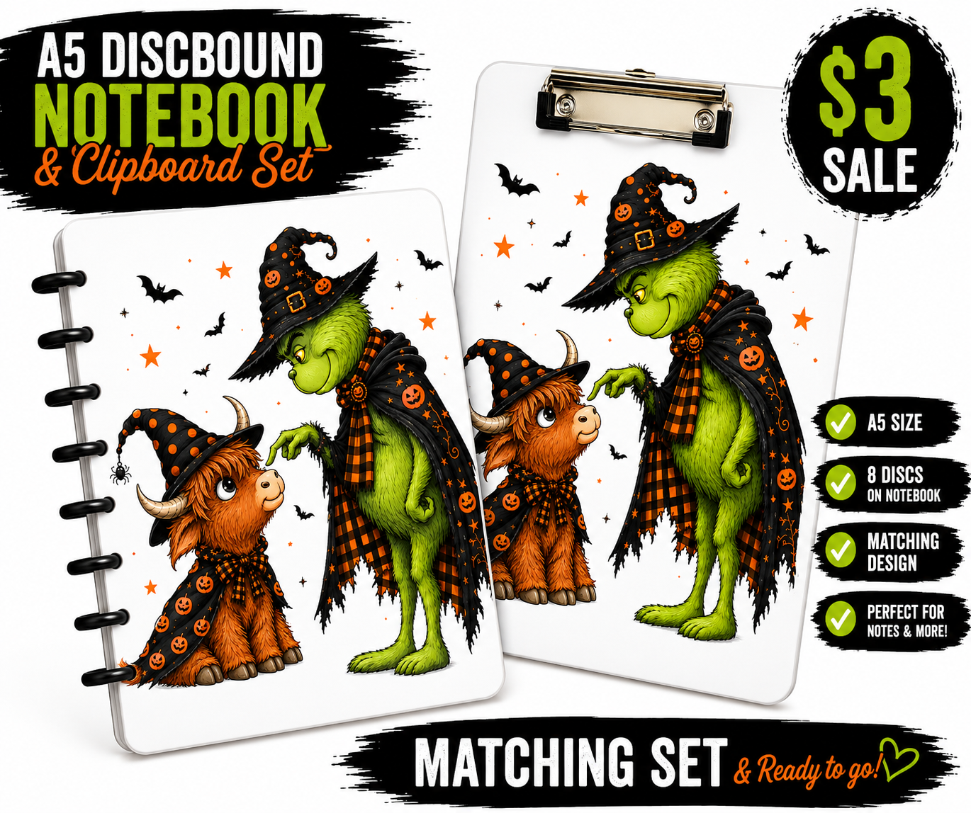 A5 Cow and Green Guy Discbound Notebook + Clipboard Set | STL/3MF Digital Files | 3D Print Ready (Copy)