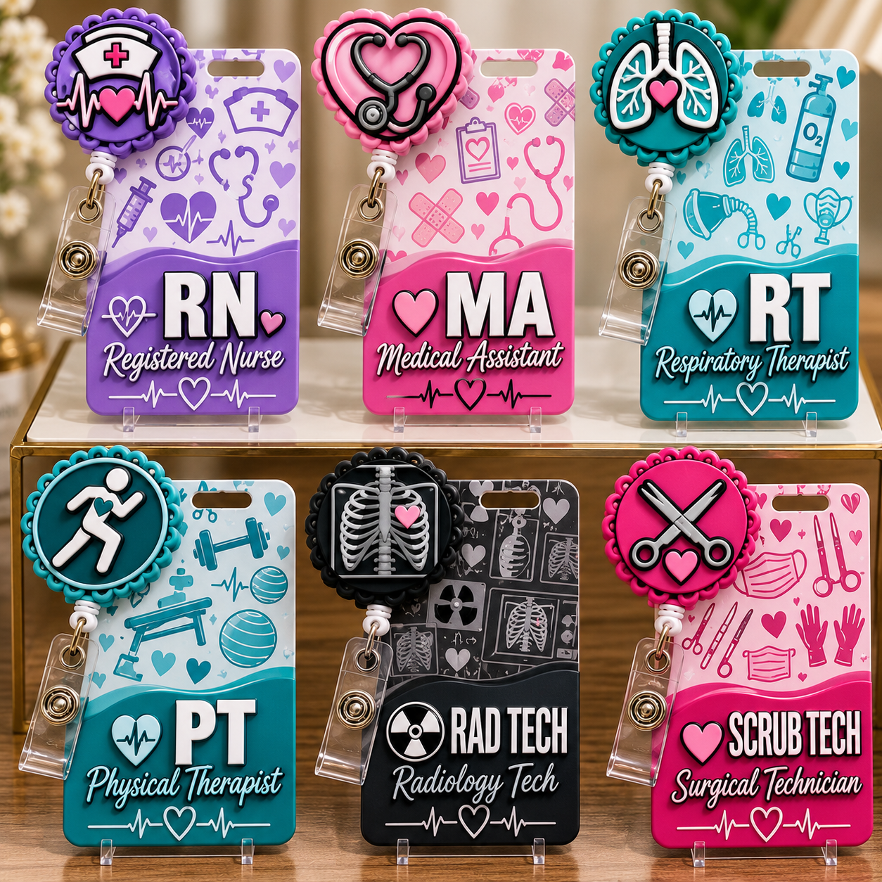Medical ID Badge Holder & Badge Reel Bundle β Set of 6 STL Files | 3D Print Digital Download