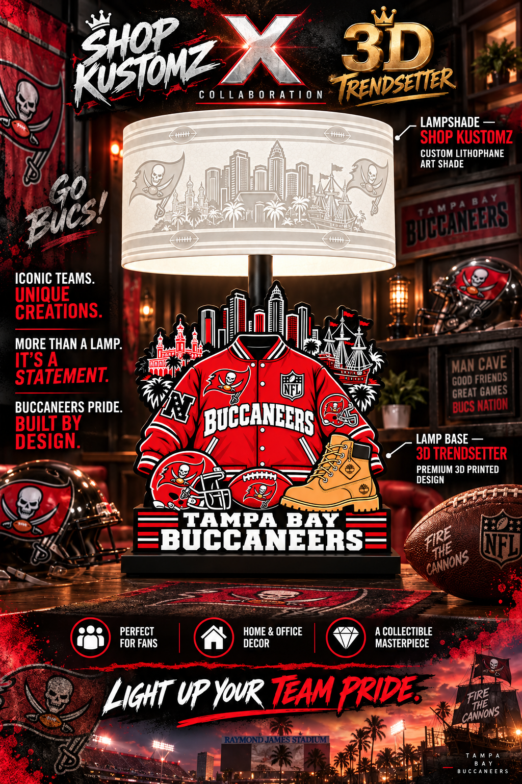 Varsity NFL LAMP SHADE ONLY | 3MF Digital Files | Full Bundle or Individual Teams