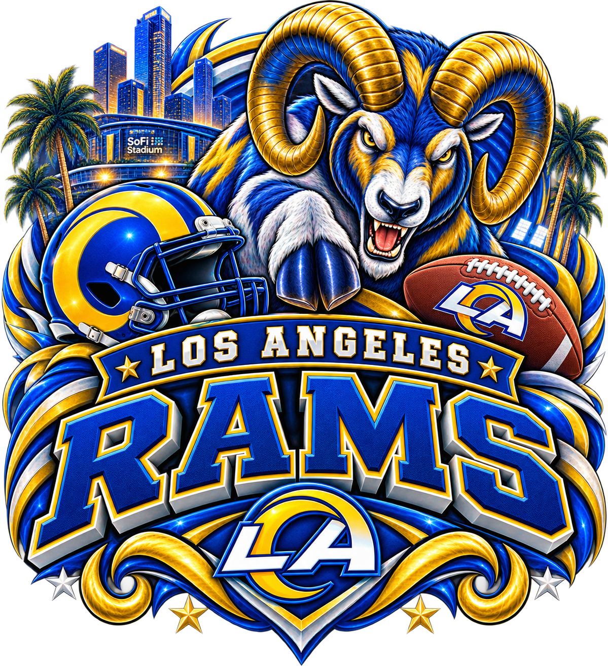 RAMS MALE Sports Theme Inspired Lithophane Lampshade