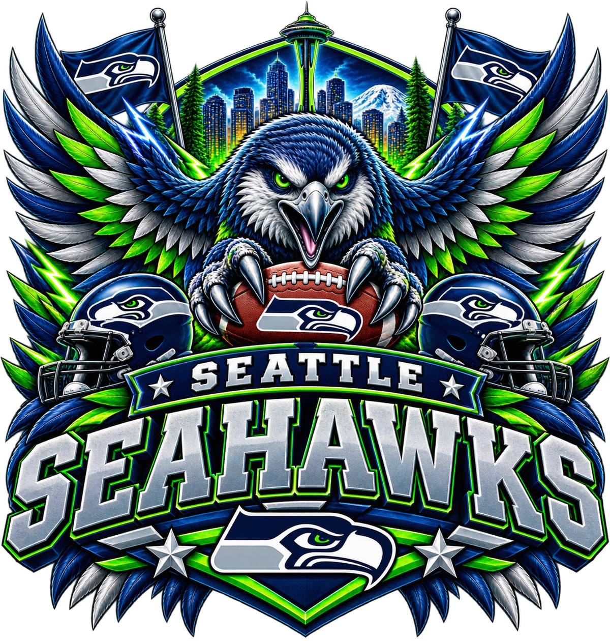 SEAHAWKS MALE Sports Theme Inspired Lithophane Lampshade