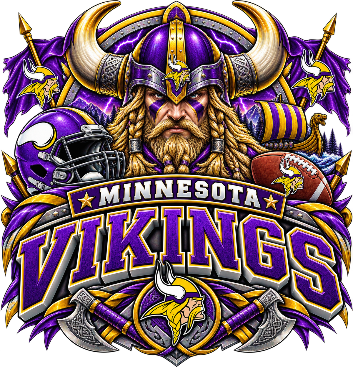 VIKINGS MALE Sports Theme Inspired Lithophane Lampshade