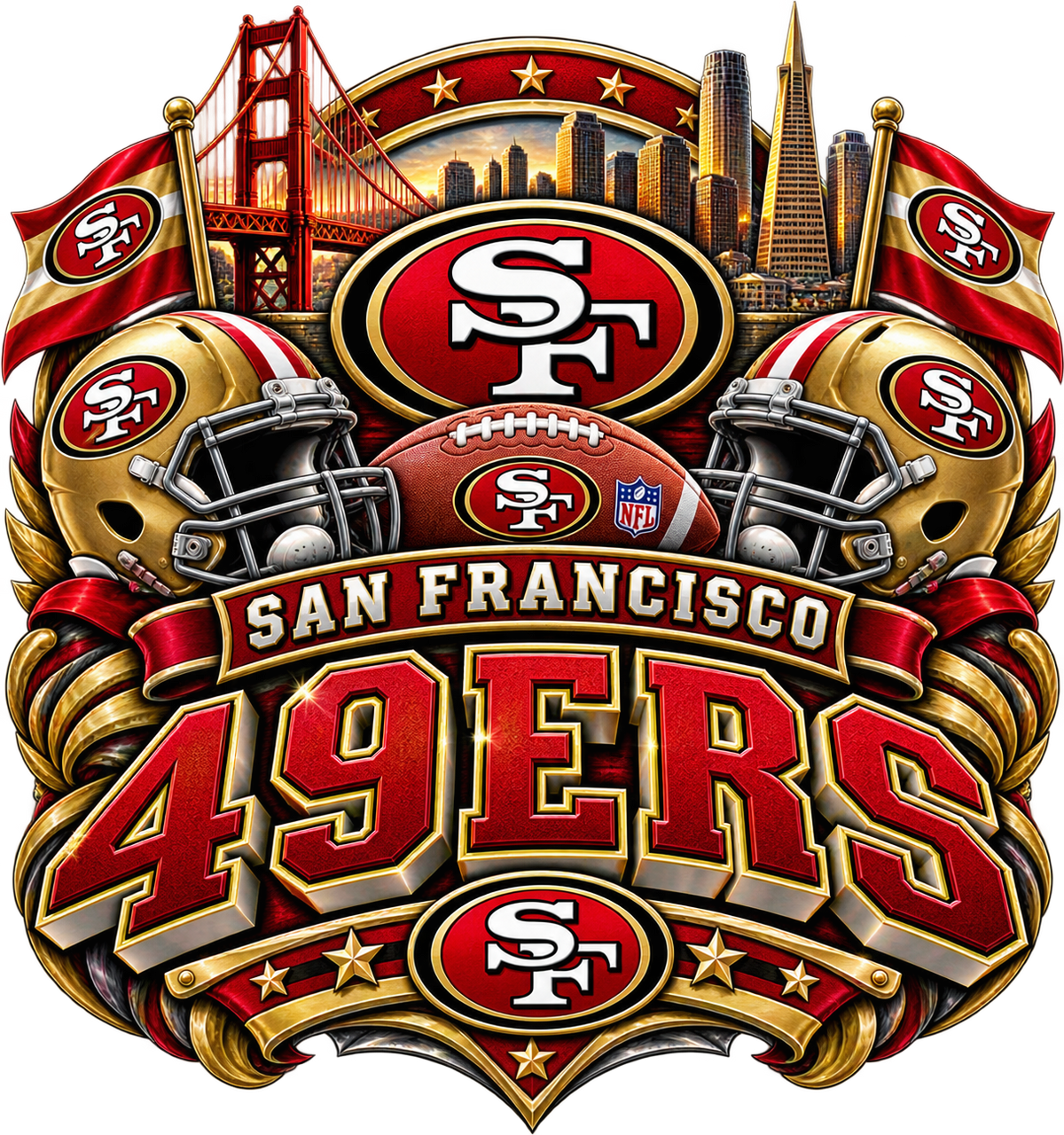 49ers MALE Sports Theme Inspired Lithophane Lampshade