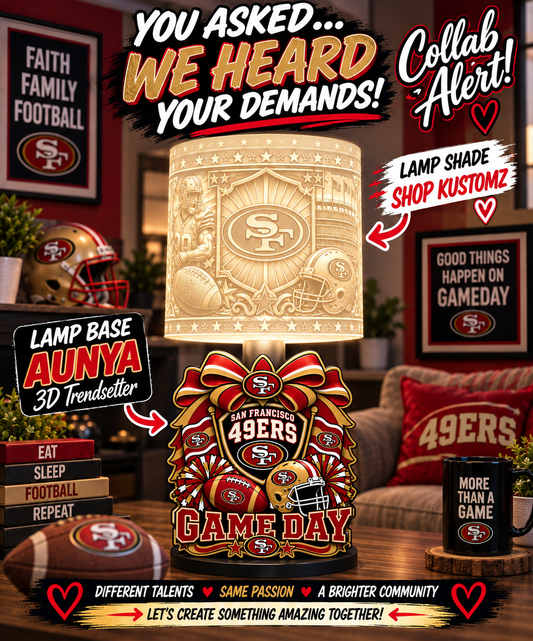 49ers Female Sports Theme Inspired Lithophane Lampshade