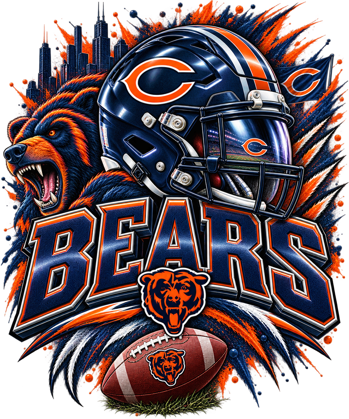 Bears MALE Sports Theme Inspired Lithophane Lampshade