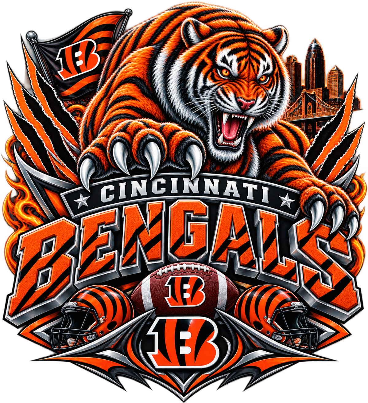 BENGALS MALE  Sports Theme Inspired Lithophane Lampshade