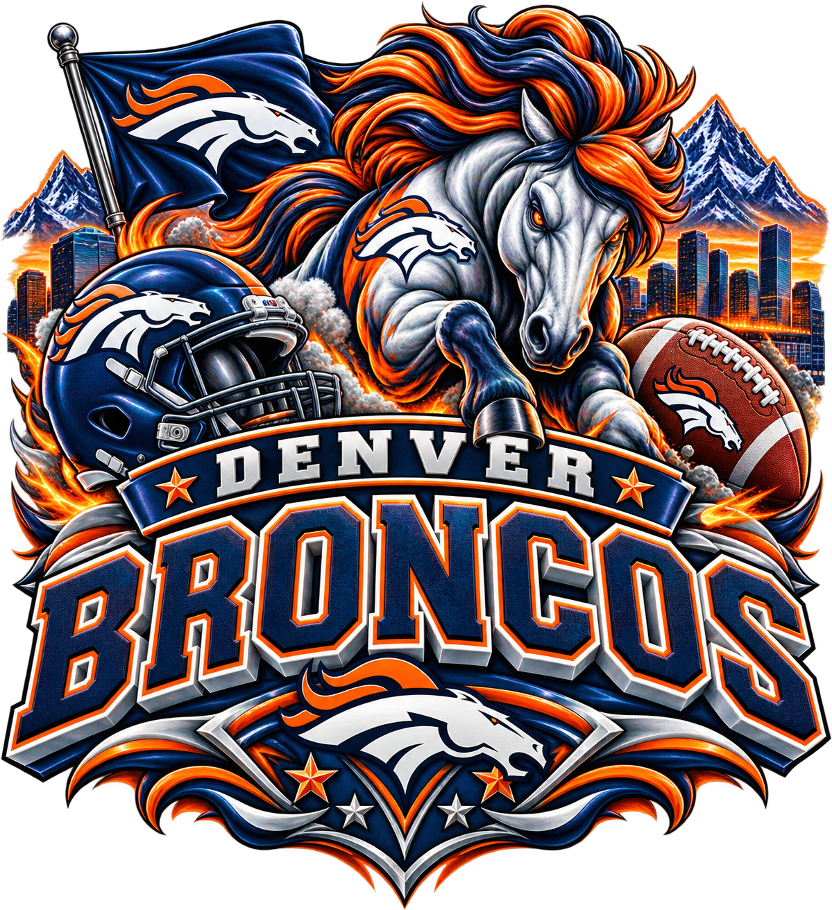 BRONCO MALE Sports Theme Inspired Lithophane Lampshade