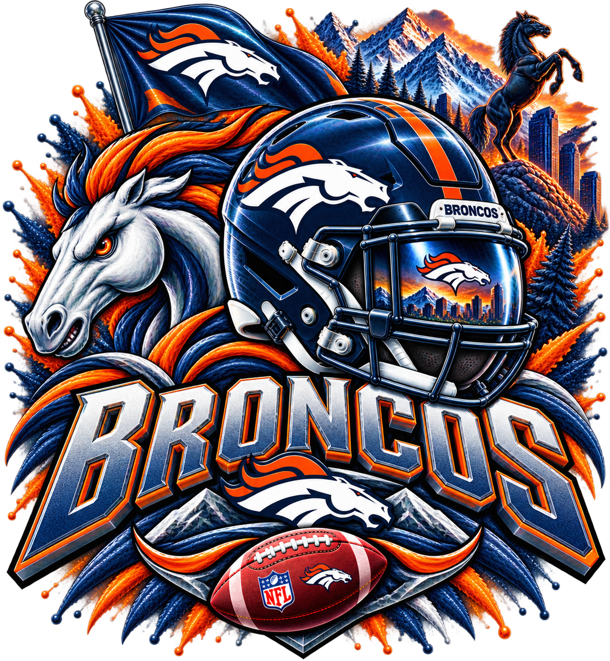 BRONCO MALE Sports Theme Inspired Lithophane Lampshade