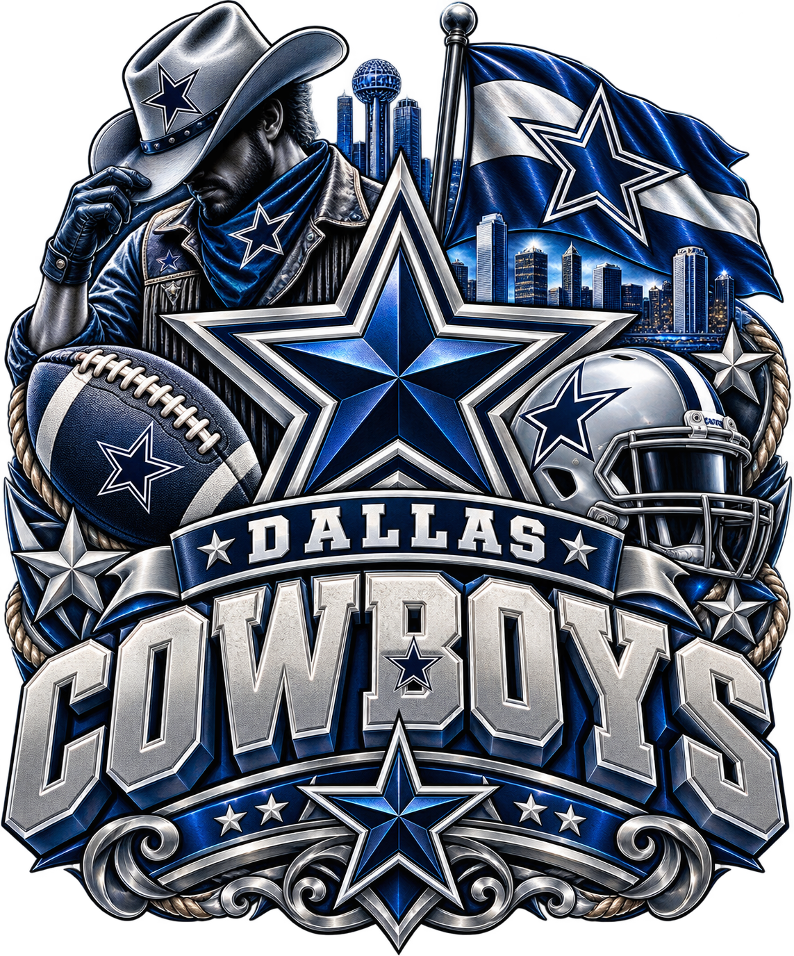 COWBOYS MALE Sports Theme Inspired Lithophane Lampshade