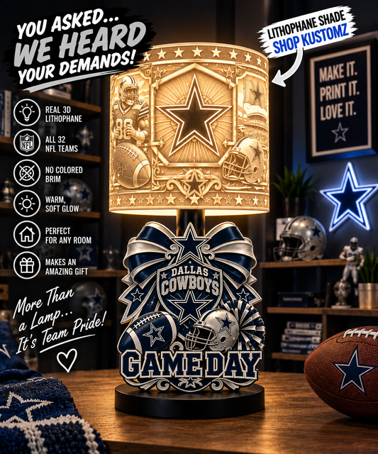 COWBOYS Female Sports Theme Inspired Lithophane Lampshade