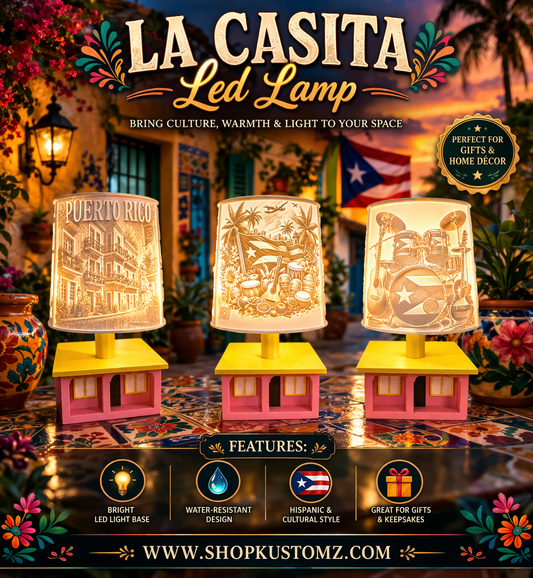 La Casita LED Lamp | Puerto Rico Lamp | Hispanic Home Decor | 3D Printed Lamp Base | Cultural Night Light | Unique Gift Idea | Custom Lamp