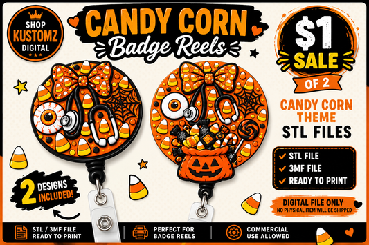 Candy Corn Halloween Medical Badge Reel STL & 3MF Files | Set of 2 | Nurse Badge Reel Designs | 3D Print Digital Download