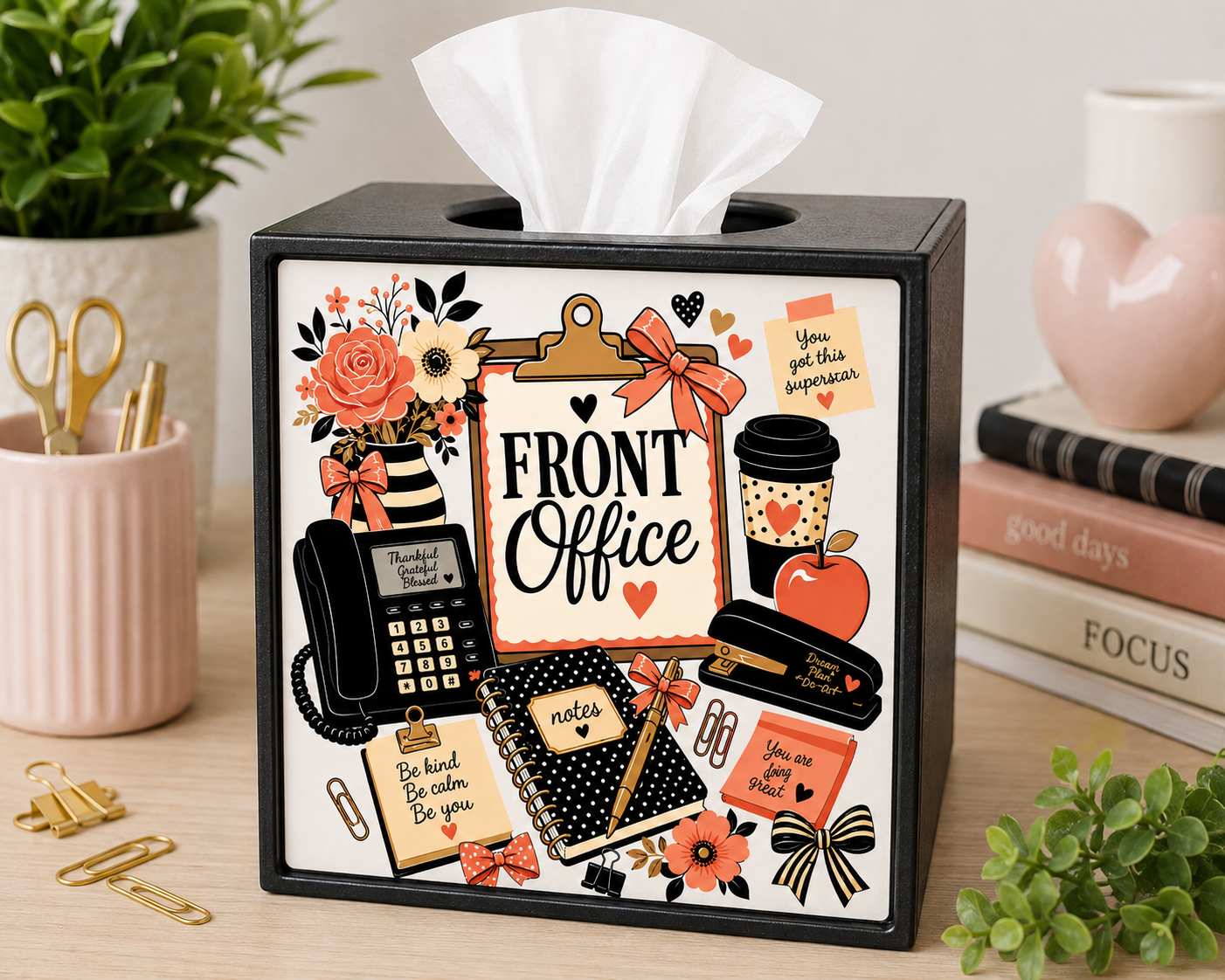 Interchangeable Tissue Box Panel STL Set of 4 – Front Office Collection | $3 Digital Download