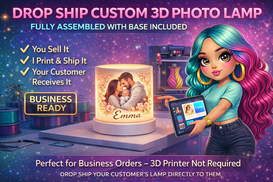 Drop Ship Custom 3D Photo Lamp | White Label Lithophane Lamp with Base Included | Business Ready Fulfillment Partner | Custom Lamp for Resellers