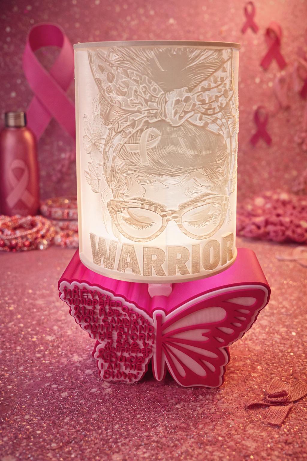 Breast Cancer Awareness Lamp  Pink Ribbon Night Light – Survivor Gift – Encouragement Lamp – Cancer Support Decor (Copy)