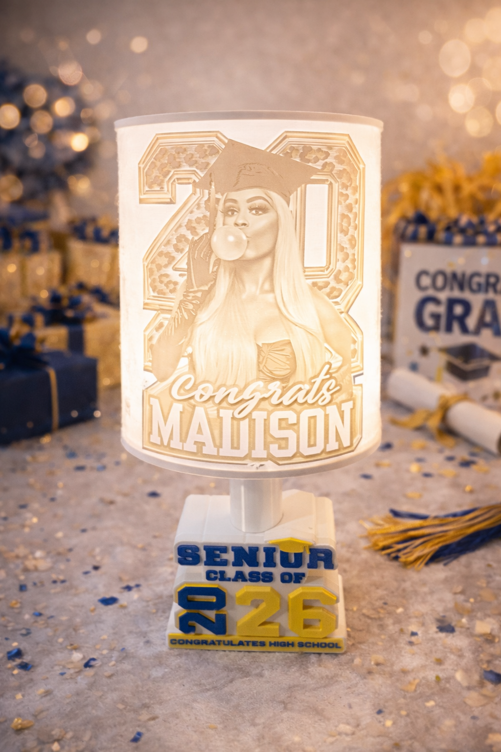 Custom  Character Theme Photo Night Light Lamp | Personalized Gift Lamp | Photo Shade + Custom Design