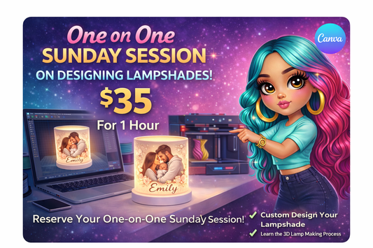 1-on-1 Sunday Session: Canva Design Your Custom 3D Lampshade in Canva (1 Hour Coaching)