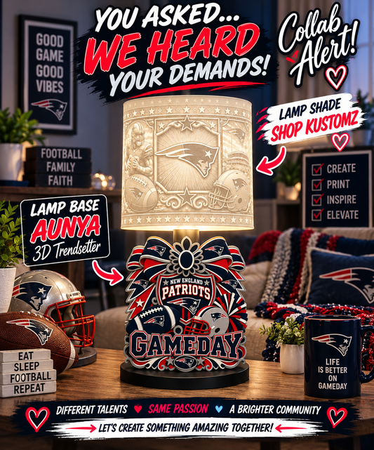 Patriots Female Sports Theme Inspired Lithophane Lampshade