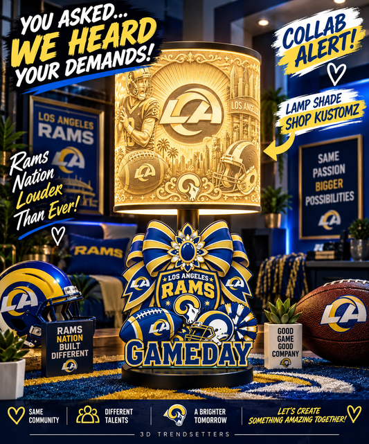RAMS Female Sports Theme Inspired Lithophane Lampshade