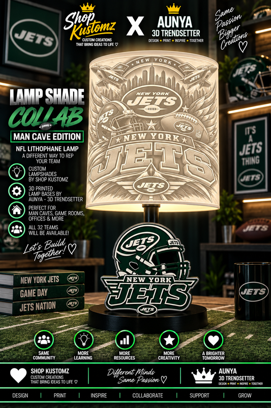JETS MALE Sports Theme Inspired Lithophane Lampshade