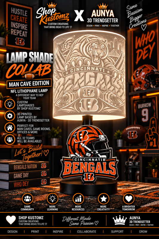 BENGALS MALE  Sports Theme Inspired Lithophane Lampshade