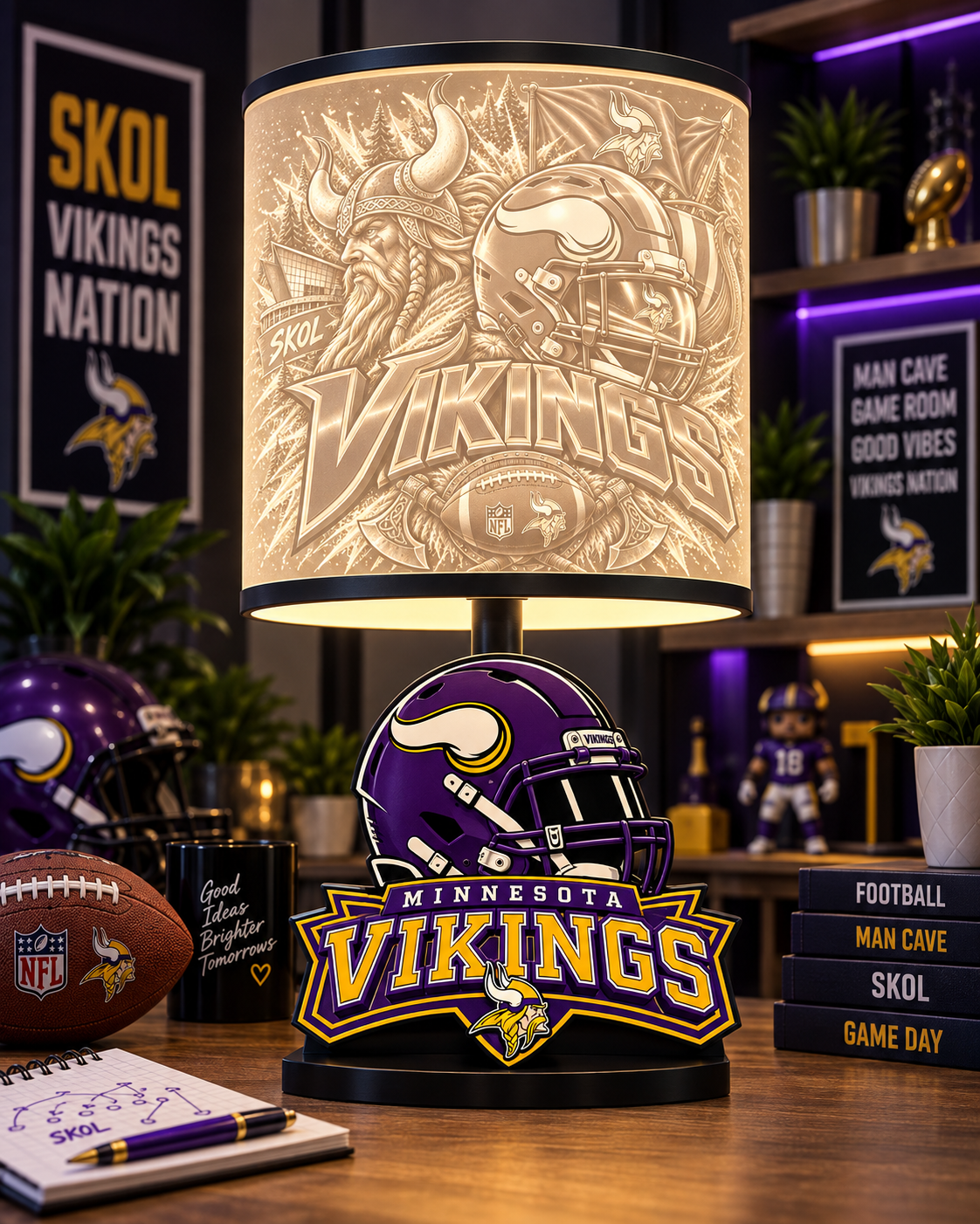 VIKINGS MALE Sports Theme Inspired Lithophane Lampshade