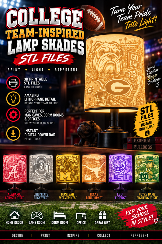 College Sports Theme Inspired Lithophane Lampshade