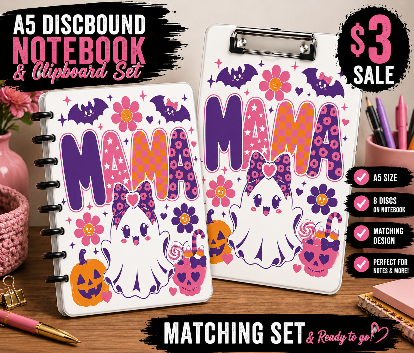 A5 DiscBound Notebook + Clipboard Matching Set | Digital STL/3MF Files | $3 Sale