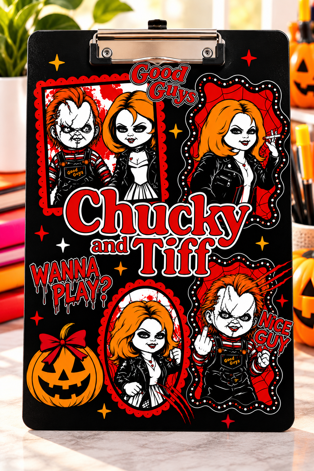 Chucky & Tiff Clipboard STL File | 3D Print Ready | Halloween Clipboard | Digital Download | Printable Clipboard | Instant Download