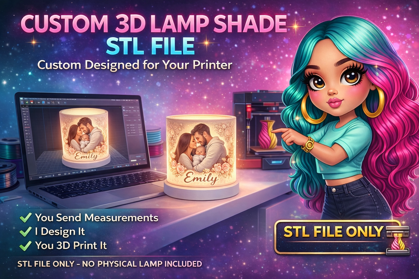 Custom 3D Lamp Shade STL File | Business Ready Lithophane Design | Resell Ready 3D Print File | Commercial Use (Copy)