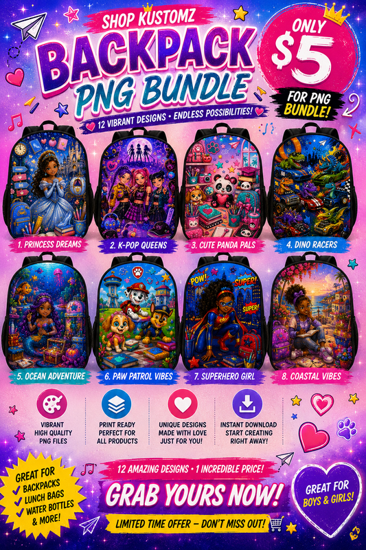 BOOKBAG READY TO GO PNG WITH MOCK UPS BUNDLE 1