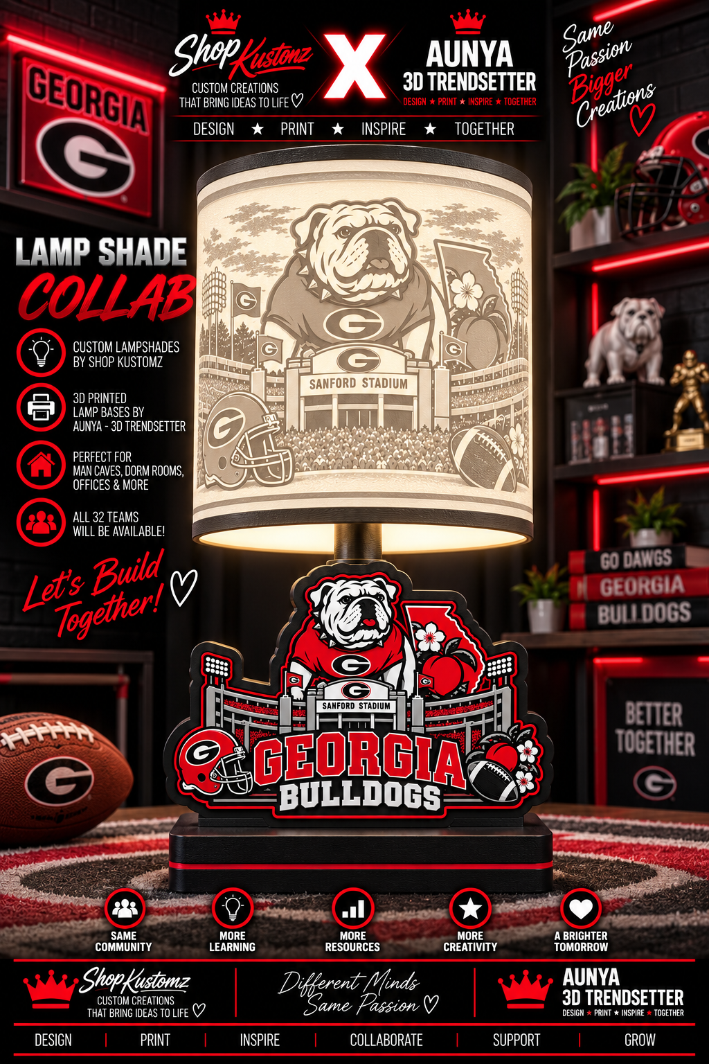 College Sports Theme Inspired Lithophane Lampshade