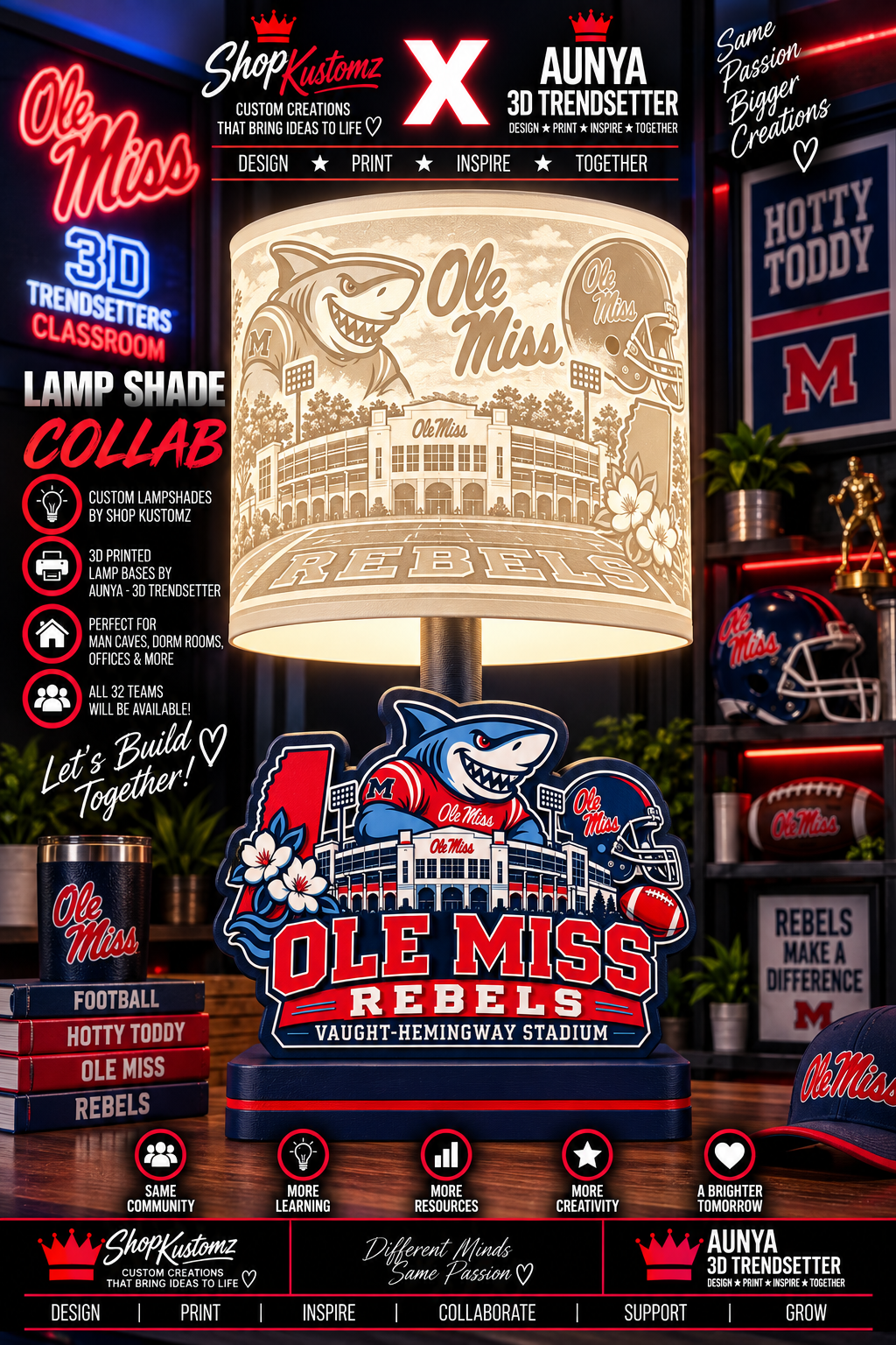 College Sports Theme Inspired Lithophane Lampshade