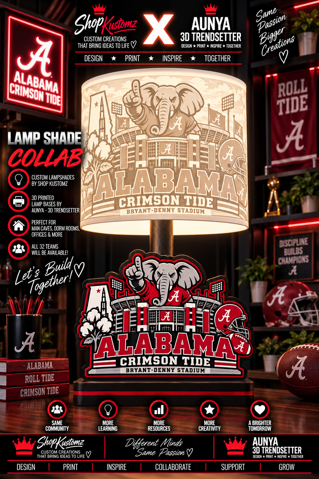 College Sports Theme Inspired Lithophane Lampshade