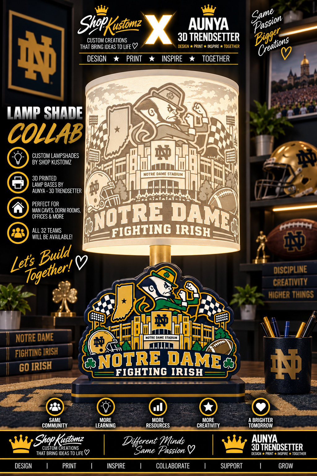 College Sports Theme Inspired Lithophane Lampshade