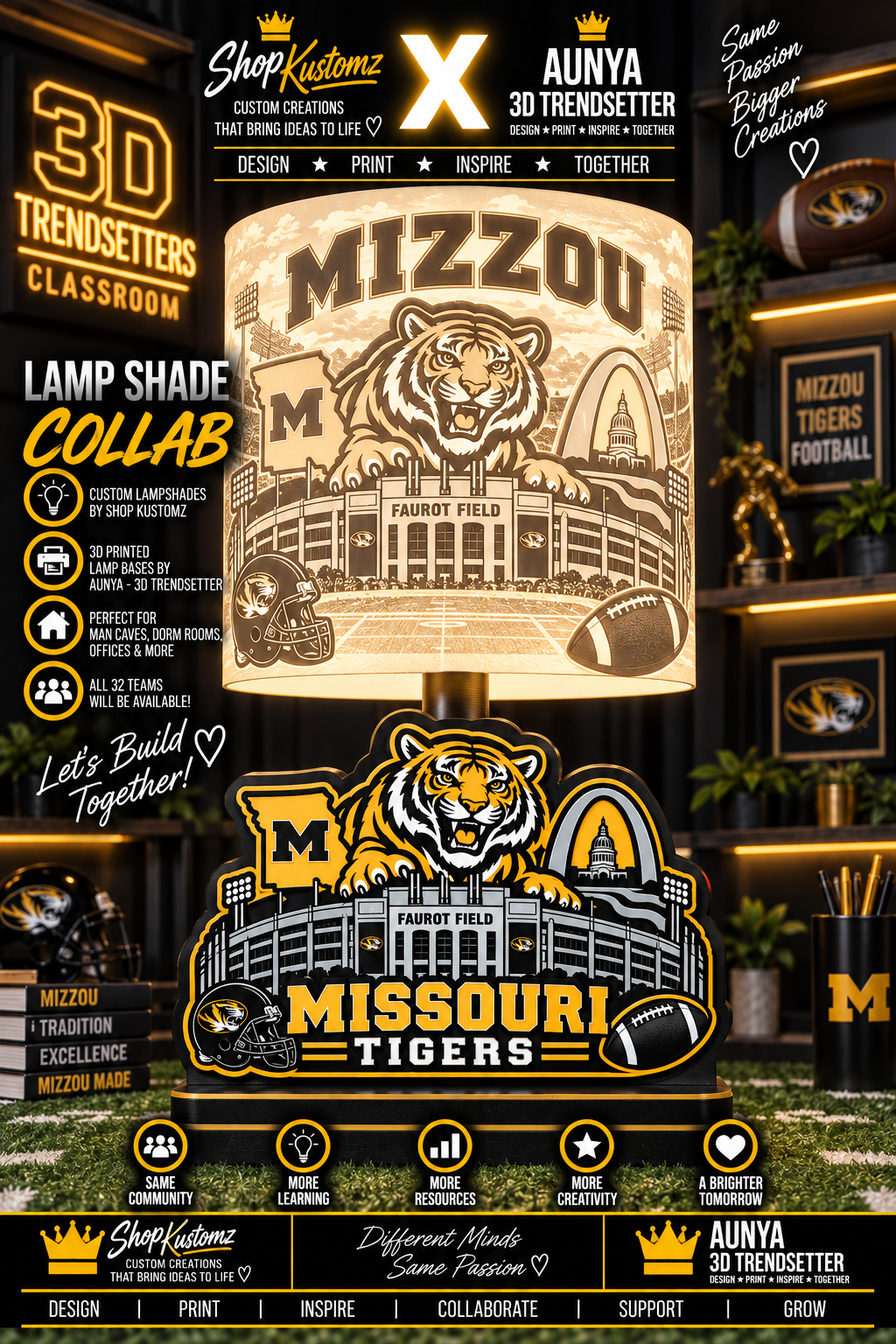 College Sports Theme Inspired Lithophane Lampshade