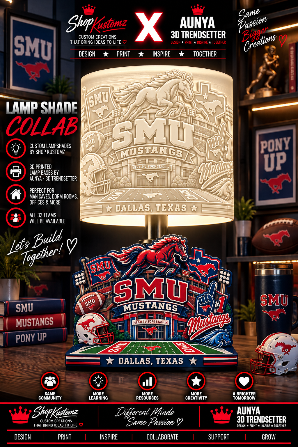 College Sports Theme Inspired Lithophane Lampshade