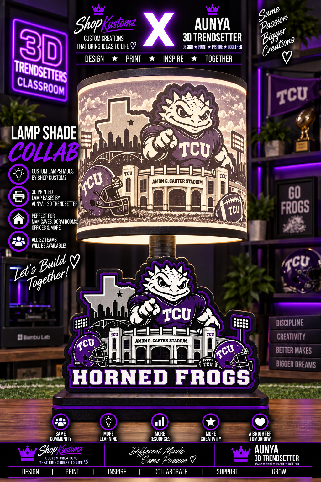 College Sports Theme Inspired Lithophane Lampshade