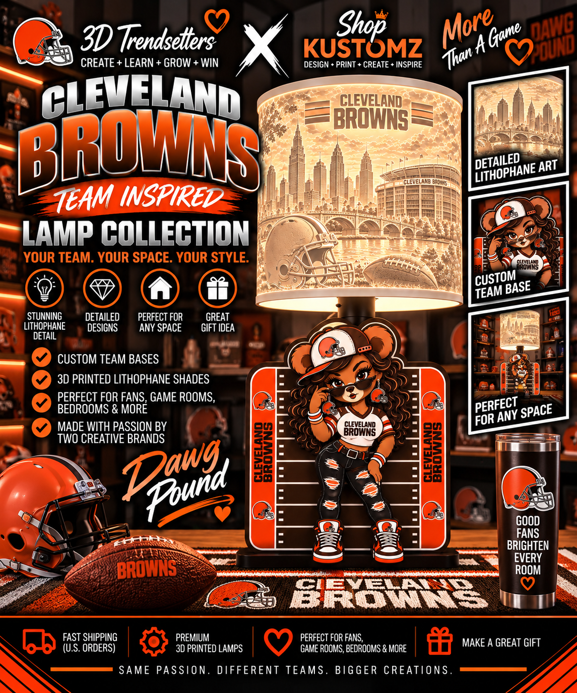 Team Football BEAR FEMALE Lithophane Lampshade Bundle | Digital Download | Lampshades Only (Copy)
