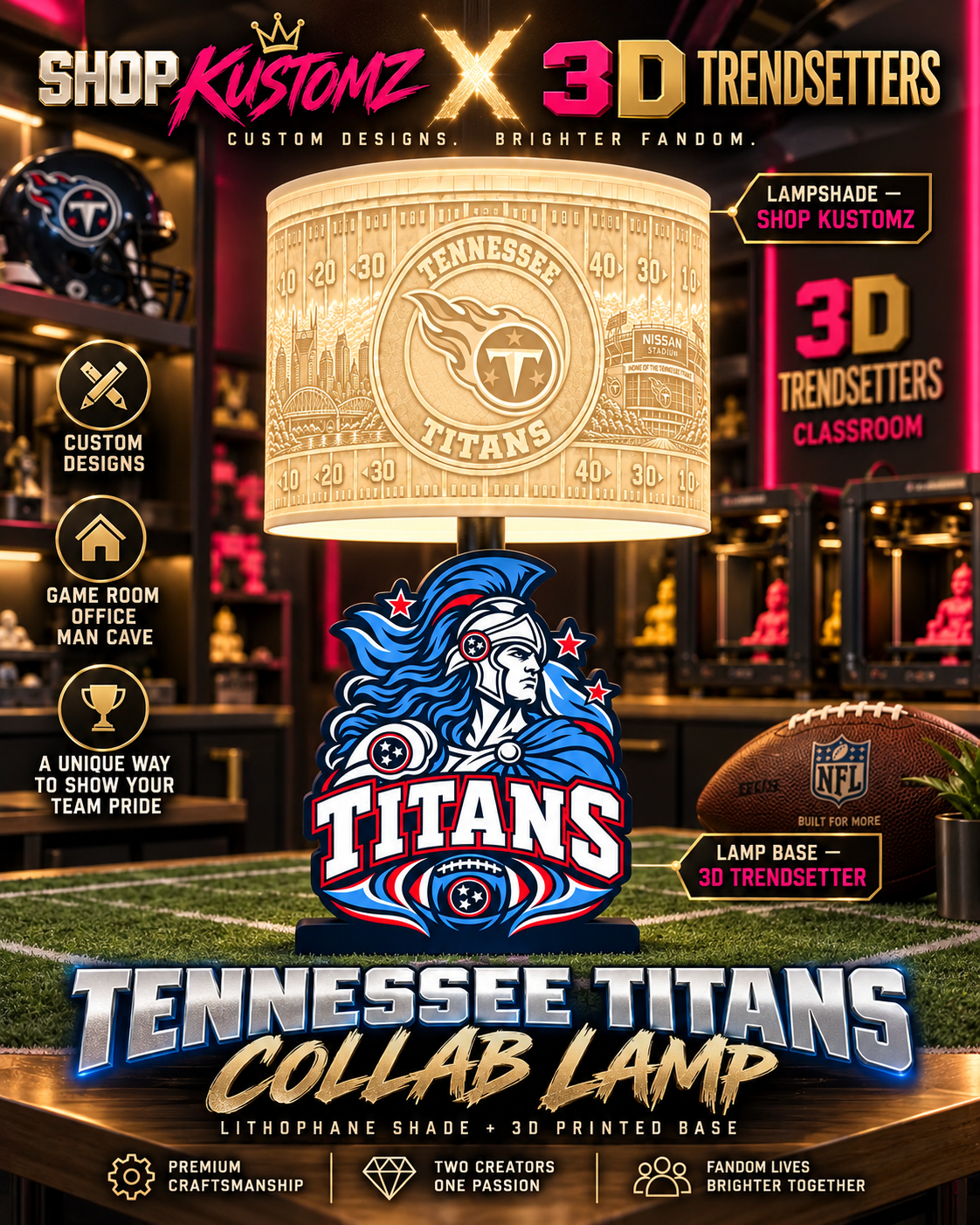 32-Team Football Lamp Shade Bundle| 32 3MF Files | Digital Download Sports Theme Inspired Lithophane Lampshade