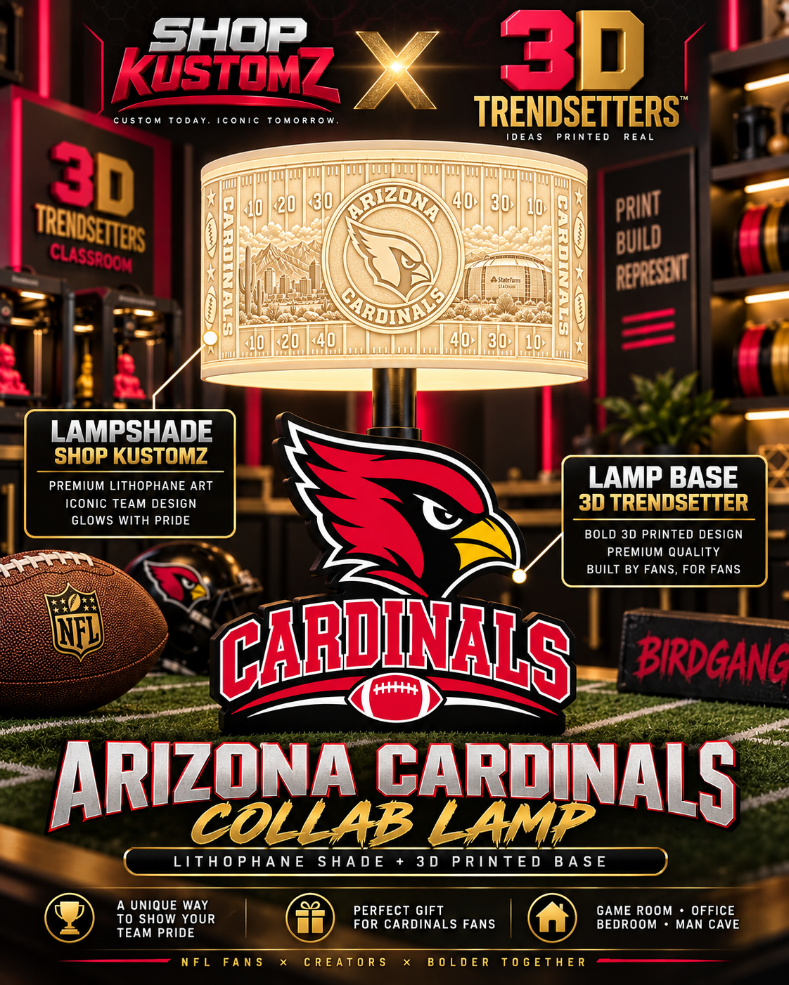 32-Team Football Lamp Shade Bundle| 32 3MF Files | Digital Download Sports Theme Inspired Lithophane Lampshade