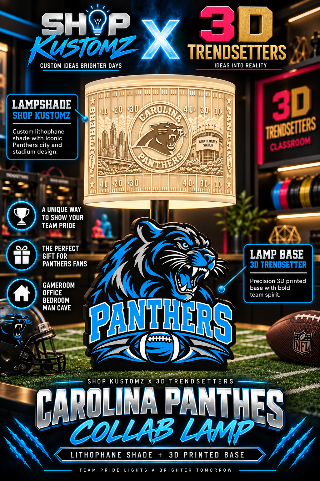 32-Team Football Lamp Shade Bundle| 32 3MF Files | Digital Download Sports Theme Inspired Lithophane Lampshade