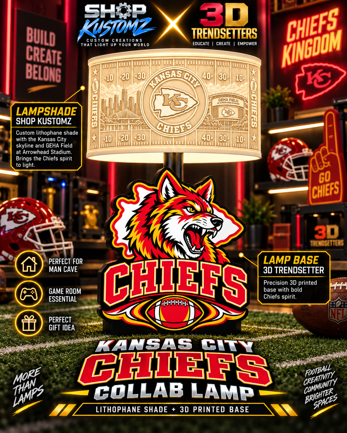 32-Team Football Lamp Shade Bundle| 32 3MF Files | Digital Download Sports Theme Inspired Lithophane Lampshade
