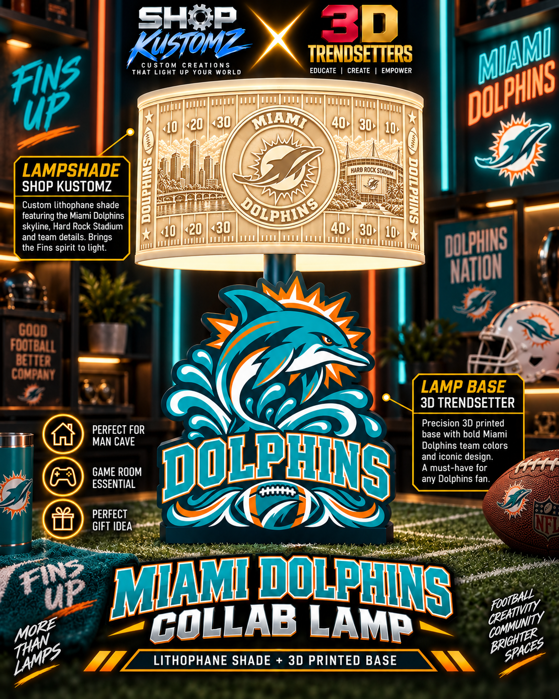 32-Team Football Lamp Shade Bundle| 32 3MF Files | Digital Download Sports Theme Inspired Lithophane Lampshade
