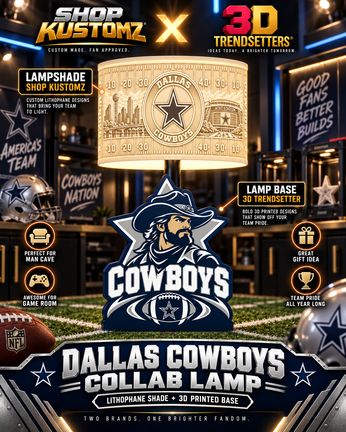 32-Team Football Lamp Shade Bundle| 32 3MF Files | Digital Download Sports Theme Inspired Lithophane Lampshade