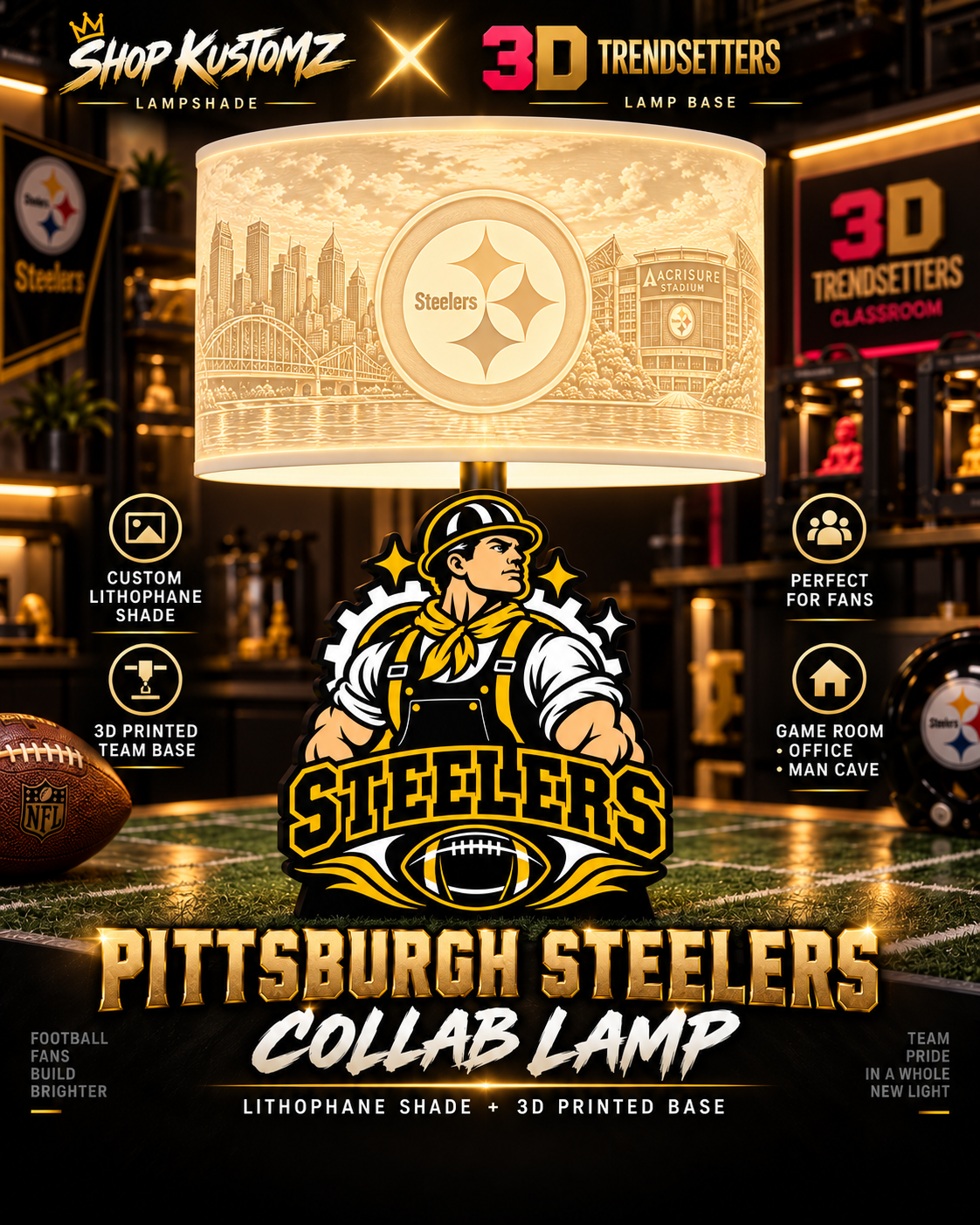 32-Team Football Lamp Shade Bundle| 32 3MF Files | Digital Download Sports Theme Inspired Lithophane Lampshade