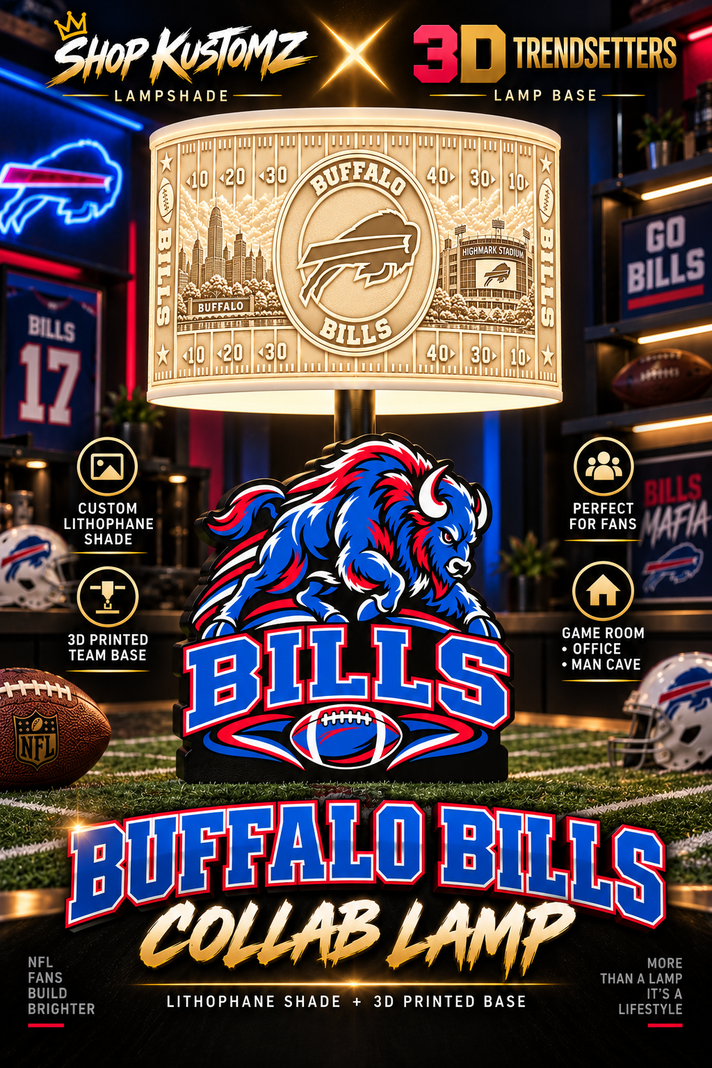 32-Team Football Lamp Shade Bundle| 32 3MF Files | Digital Download Sports Theme Inspired Lithophane Lampshade
