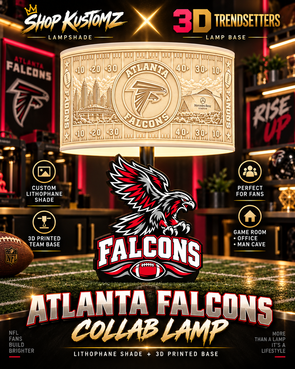 32-Team Football Lamp Shade Bundle| 32 3MF Files | Digital Download Sports Theme Inspired Lithophane Lampshade